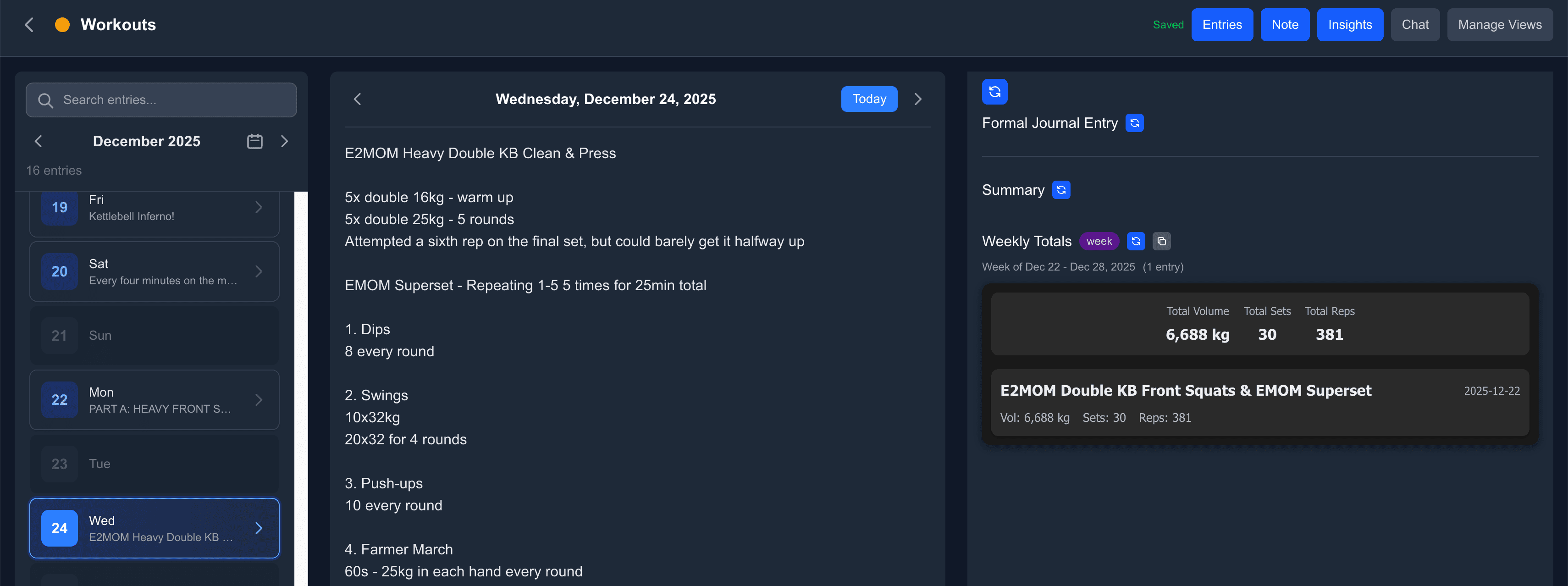 Journal & Workout Logger